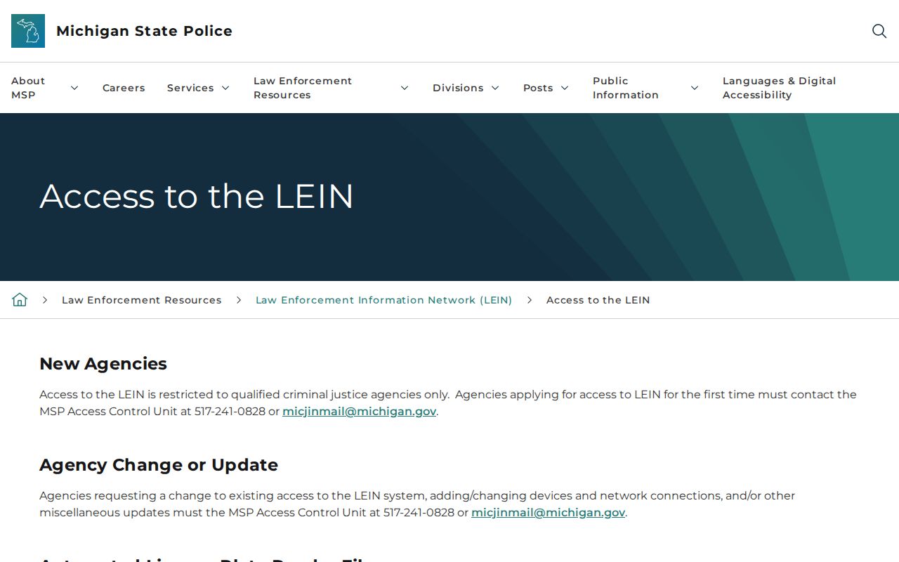 Alger County arrest warrants: restricted law enforcement network access page