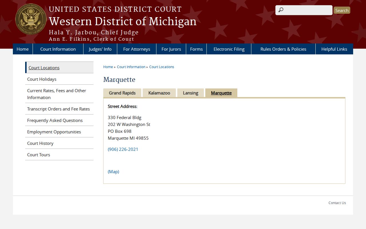 Alger County active warrant search: federal court venue in Marquette, Michigan